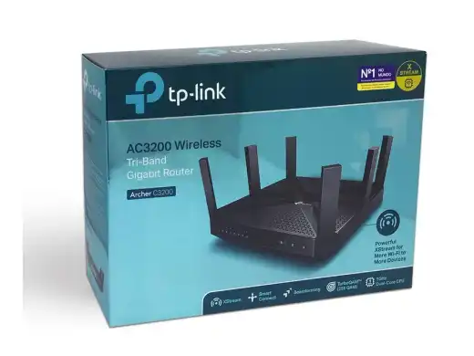 Roteador TP-Link de seis antenas, do catálogo da loja